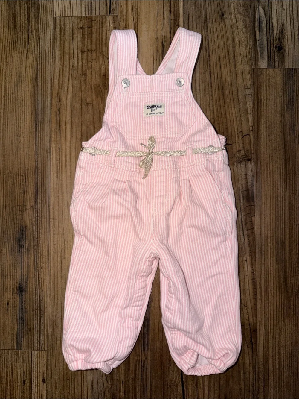OshKosh B'gosh Light Pink & White Striped Overalls